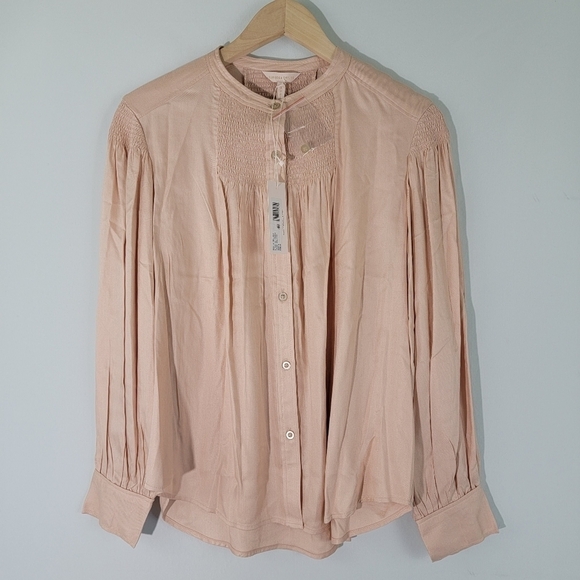 NWT REBECCA TAYLOR LS Twill Blouse in Ballet Size S 100% Viscose Button-Front - Picture 1 of 12